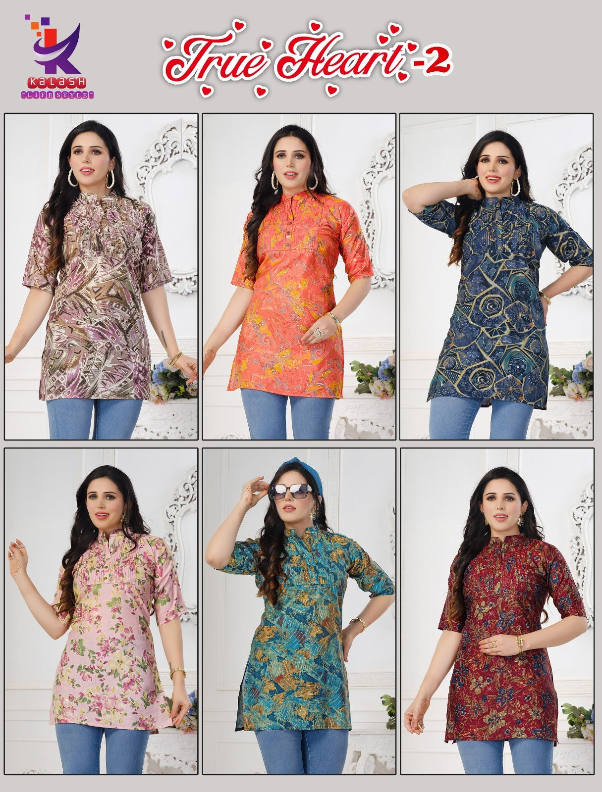 True Heart 2 Mlm Kalash Lifestyle Muslin Short Kurtis Wholesaler Gujarat
