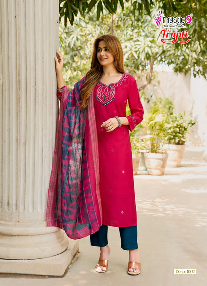 Trupti Vol 1 Mystic 9 Vertican Readymade Pant Style Suits Wholesaler Gujarat