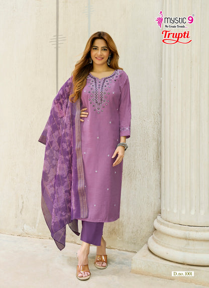 Trupti Vol 1 Mystic 9 Vertican Readymade Pant Style Suits Wholesaler Gujarat