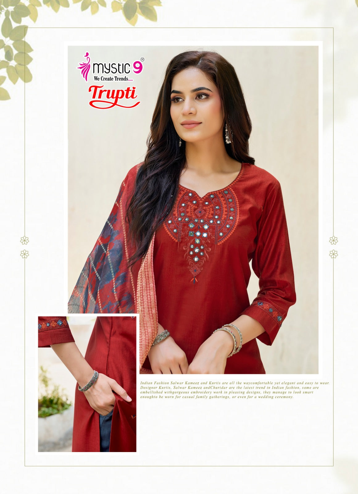 Trupti Vol 1 Mystic 9 Vertican Readymade Pant Style Suits Wholesaler Gujarat