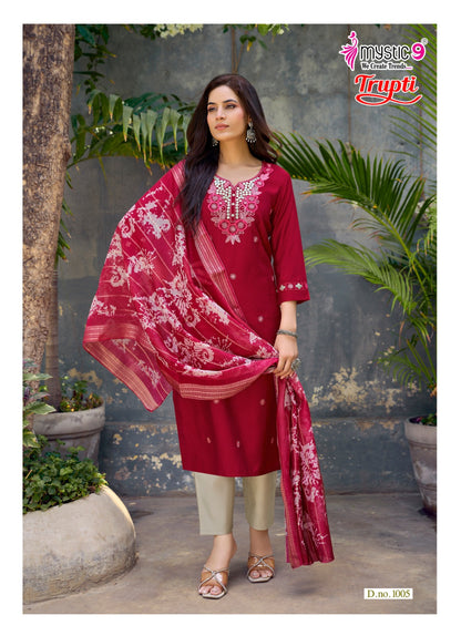 Trupti Vol 1 Mystic 9 Vertican Readymade Pant Style Suits Wholesaler Gujarat