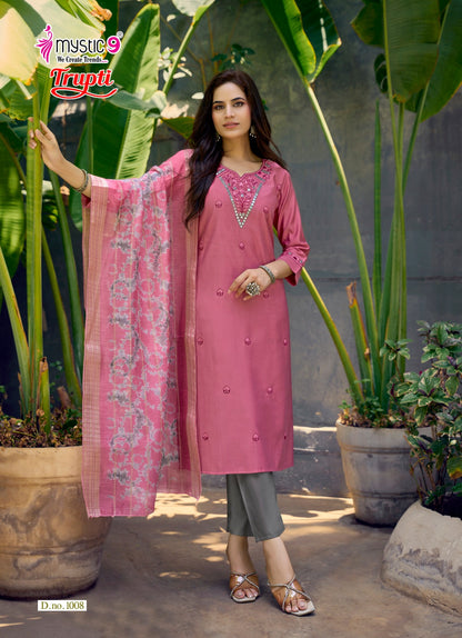 Trupti Vol 1 Mystic 9 Vertican Readymade Pant Style Suits Wholesaler Gujarat