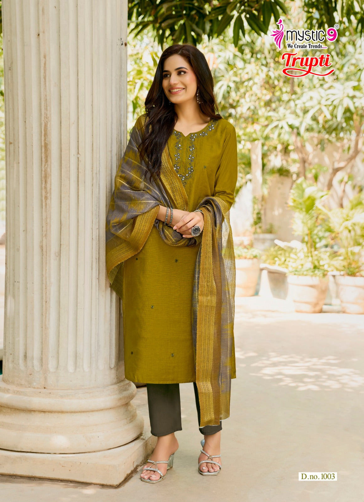 Trupti Vol 1 Mystic 9 Vertican Readymade Pant Style Suits Wholesaler Gujarat