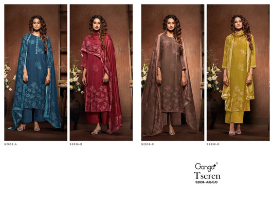 Tseren 2836 Ganga Bemberg Silk Plazzo Style Suits Exporter Gujarat
