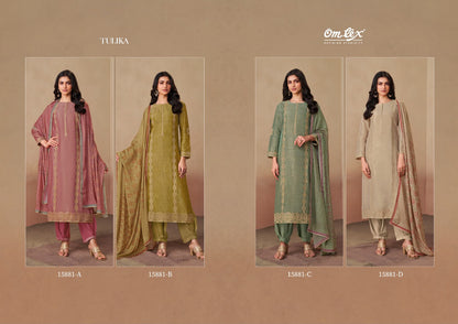 Tulika Omtex Tusser Silk Pant Style Suits Supplier