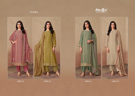 Tulika Omtex Tusser Silk Pant Style Suits Supplier