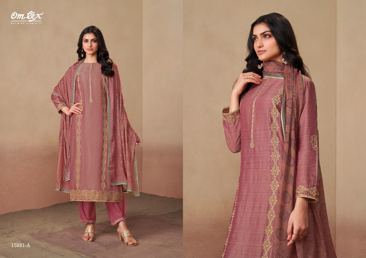 Tulika Omtex Tusser Silk Pant Style Suits Supplier