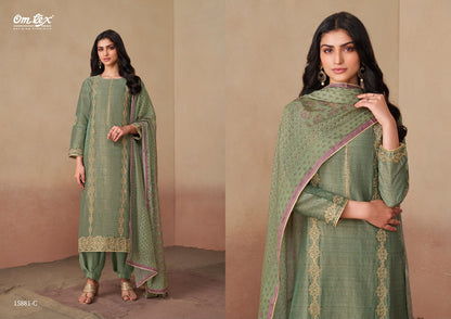 Tulika Omtex Tusser Silk Pant Style Suits Supplier