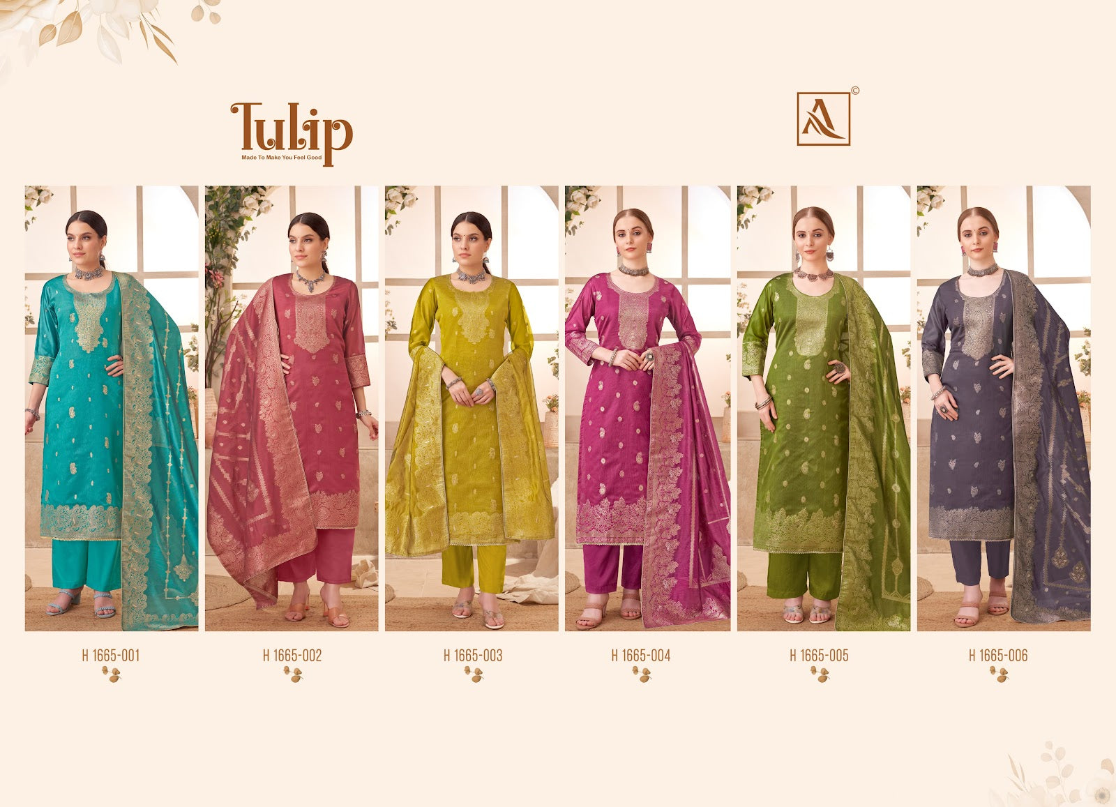 Tulip Alok Jacquard Karachi Salwar Suits Manufacturer Gujarat