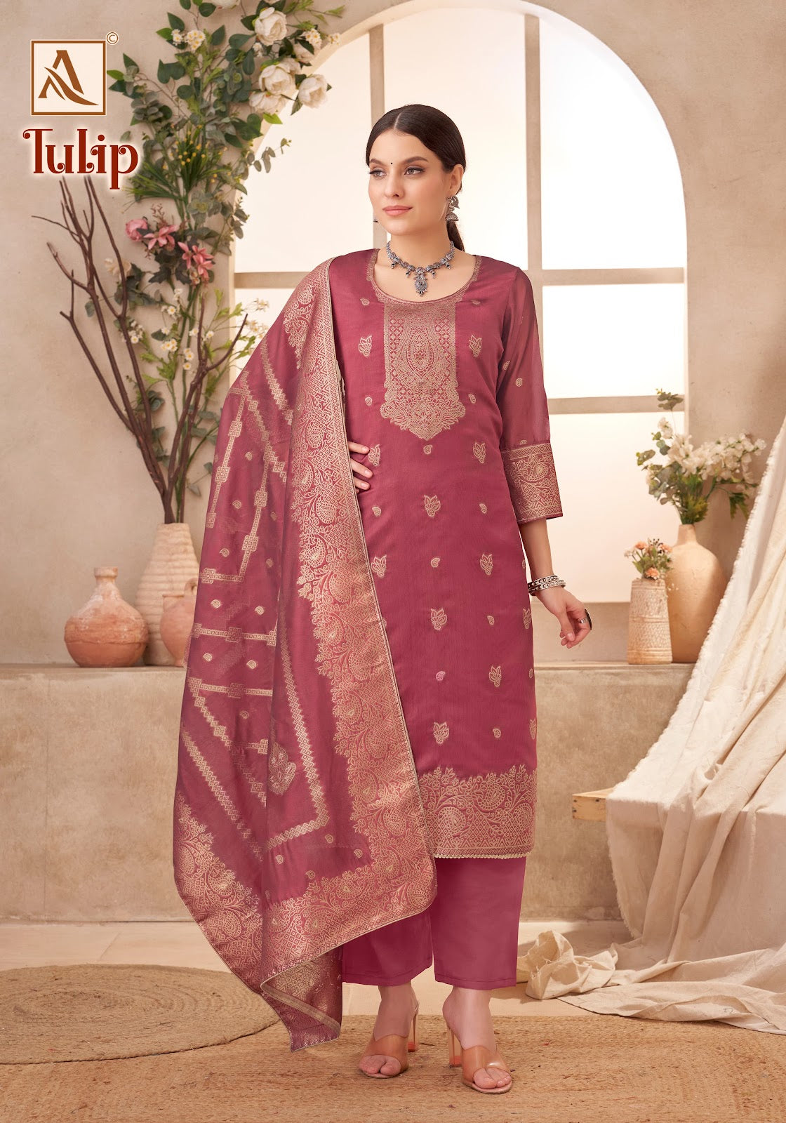 Tulip Alok Jacquard Karachi Salwar Suits Manufacturer Gujarat