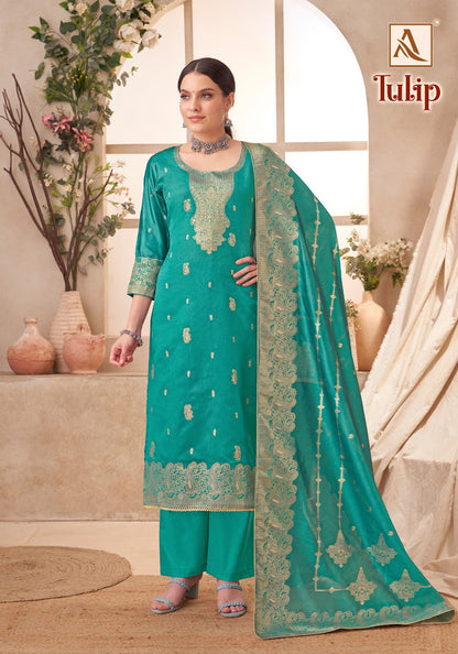 Tulip Alok Jacquard Karachi Salwar Suits Manufacturer Gujarat