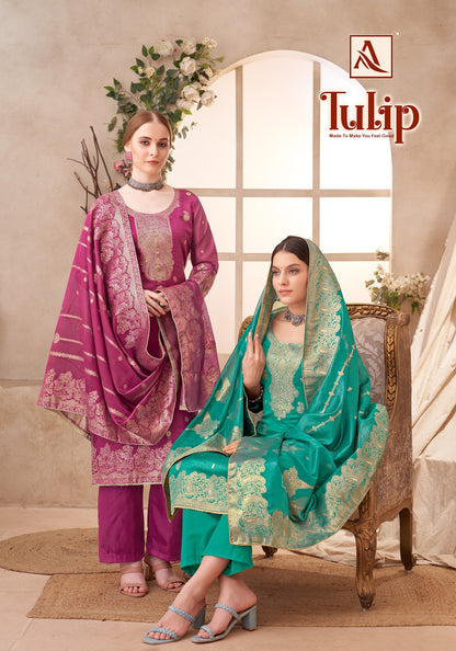 Tulip Alok Jacquard Karachi Salwar Suits Manufacturer Gujarat