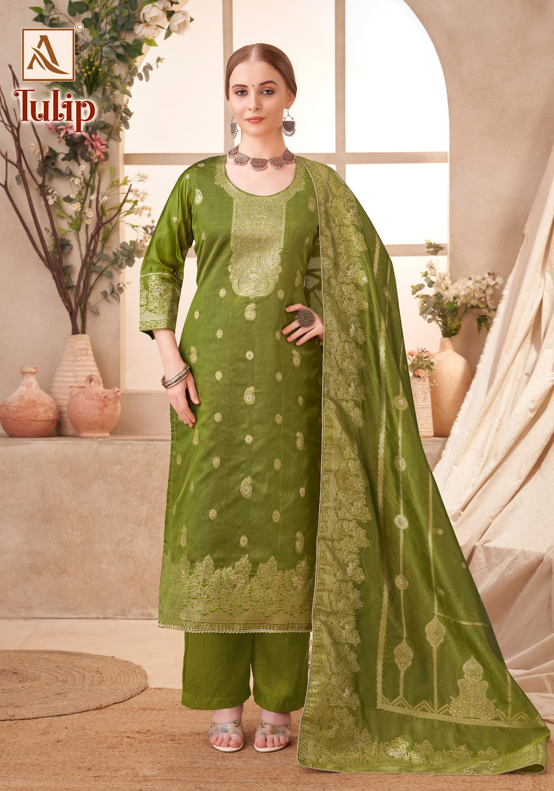 Tulip Alok Jacquard Karachi Salwar Suits Manufacturer Gujarat