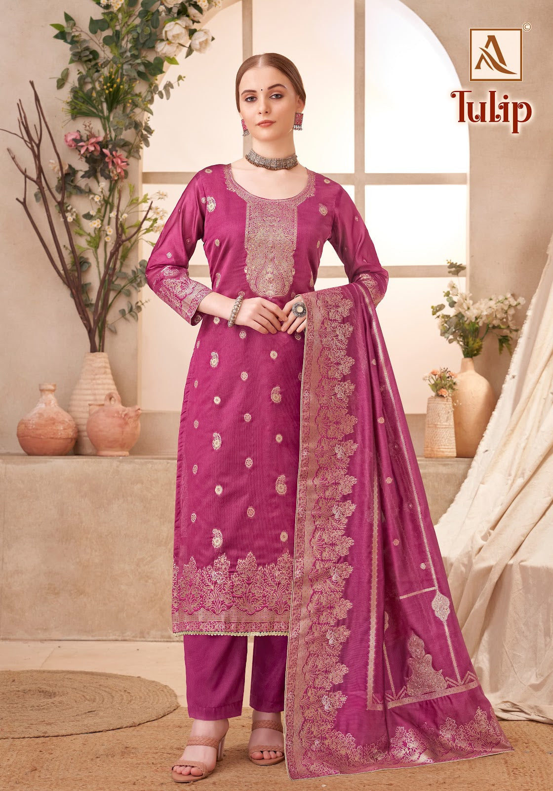 Tulip Alok Jacquard Karachi Salwar Suits Manufacturer Gujarat