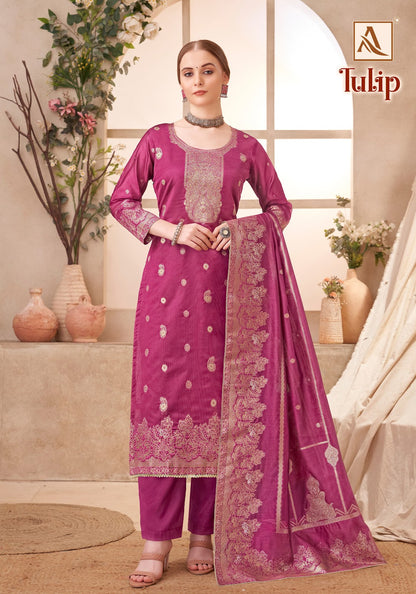 Tulip Alok Jacquard Karachi Salwar Suits Manufacturer Gujarat