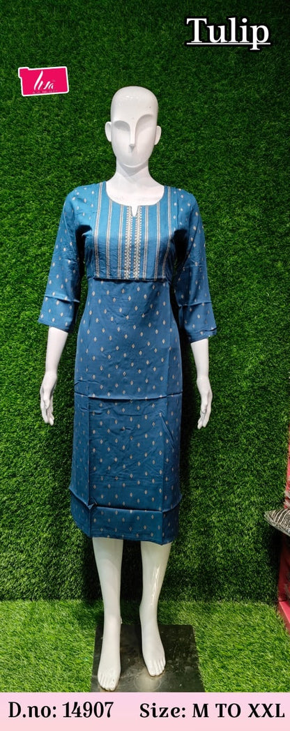 Tulip Jnx Rayon Knee Length Kurtis Wholesale Price