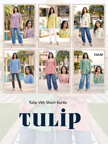 Tulip Vkh Slub Short Kurtis Manufacturer Ahmedabad