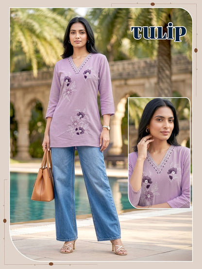 Tulip Vkh Slub Short Kurtis Manufacturer Ahmedabad