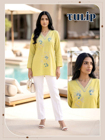 Tulip Vkh Slub Short Kurtis Manufacturer Ahmedabad