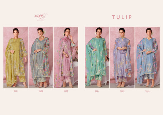 Tulip Vol 206 Heer Pure Muslin Pant Style Suits Exporter Gujarat