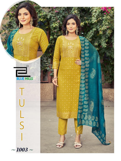 Tulsi Blue Hills Rayon 14Kg Readymade Pant Style Suits Wholesale Rate