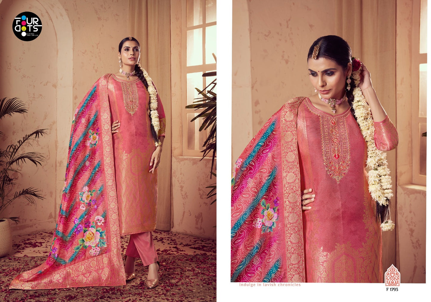Tulsi Four Dots Viscose Muslin Pant Style Suits Wholesaler India