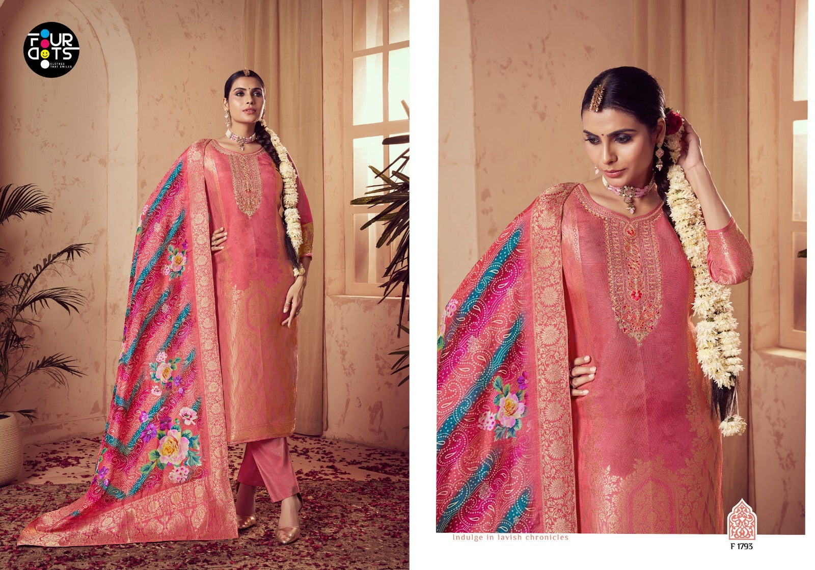 Tulsi Four Dots Viscose Muslin Pant Style Suits Wholesaler India