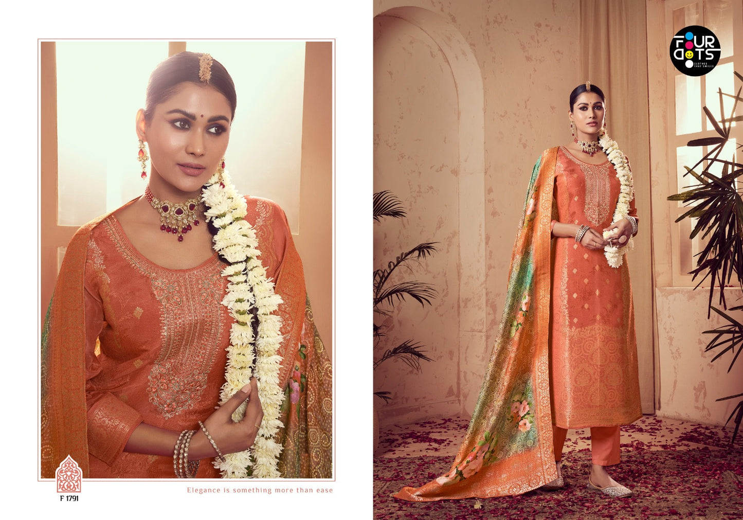 Tulsi Four Dots Viscose Muslin Pant Style Suits Wholesaler India