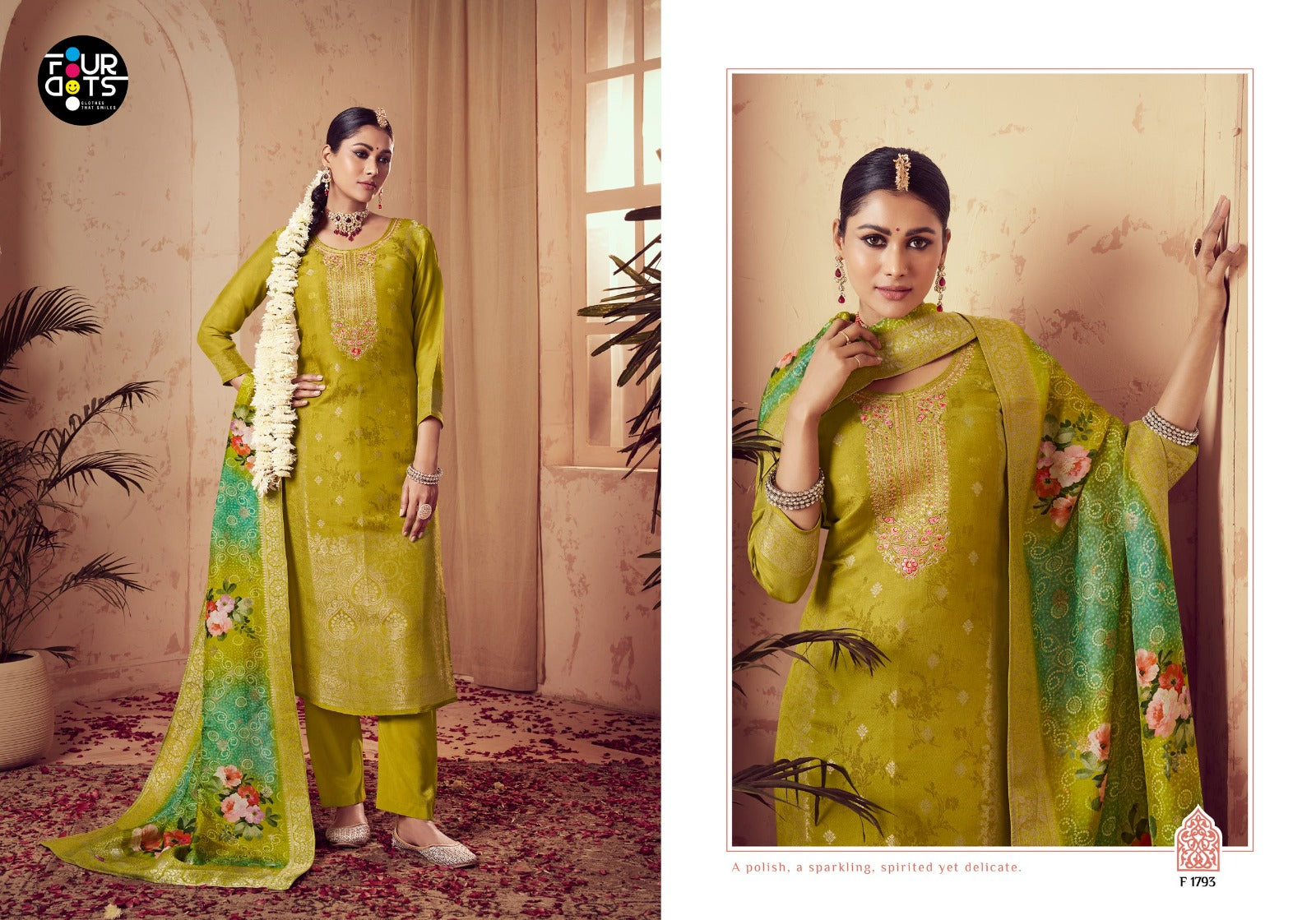 Tulsi Four Dots Viscose Muslin Pant Style Suits Wholesaler India