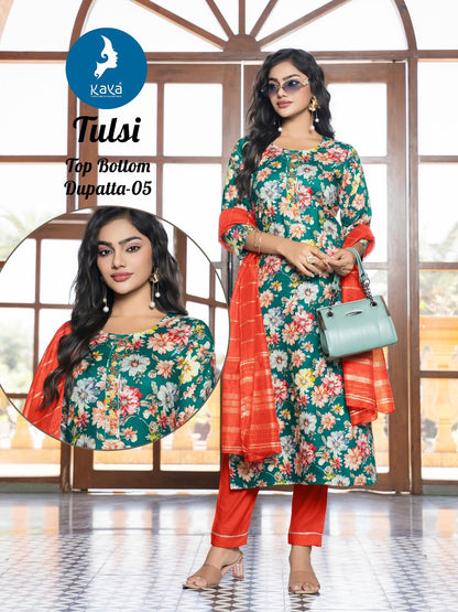 Tulsi Kaya Rayon Readymade Pant Style Suits Supplier Gujarat