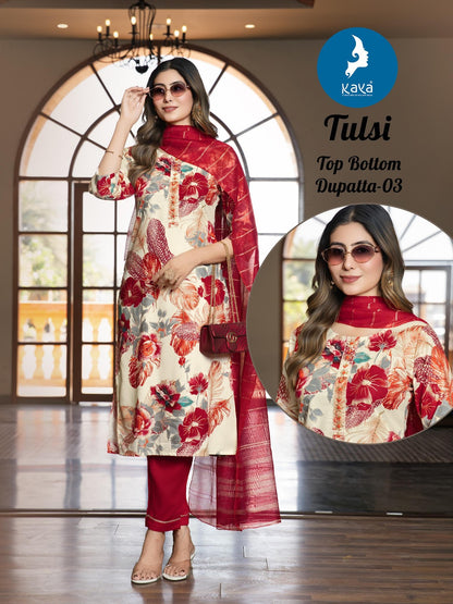 Tulsi Kaya Rayon Readymade Pant Style Suits Supplier Gujarat