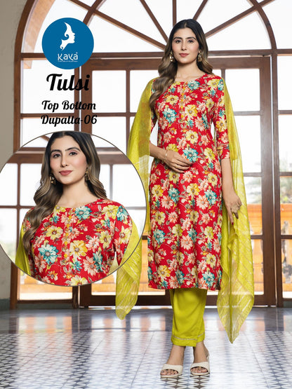 Tulsi Kaya Rayon Readymade Pant Style Suits Supplier Gujarat