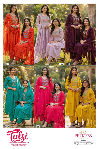 Tulsi Princess Creation Chanderi Readymade Anarkali Suits Exporter India