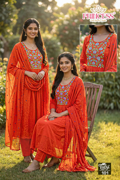 Tulsi Princess Creation Chanderi Readymade Anarkali Suits Exporter India