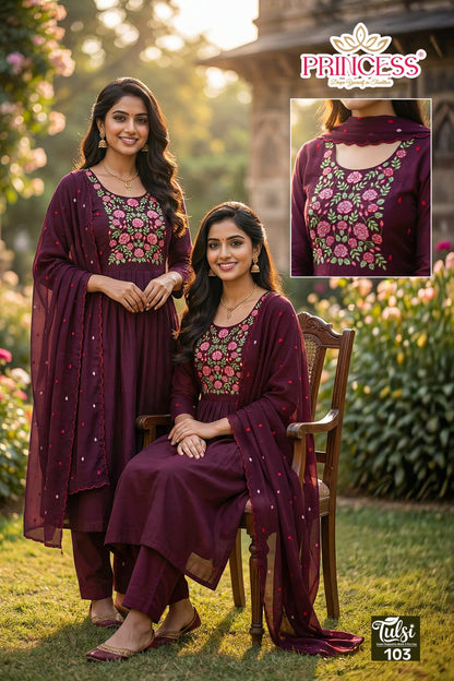 Tulsi Princess Creation Chanderi Readymade Anarkali Suits Exporter India