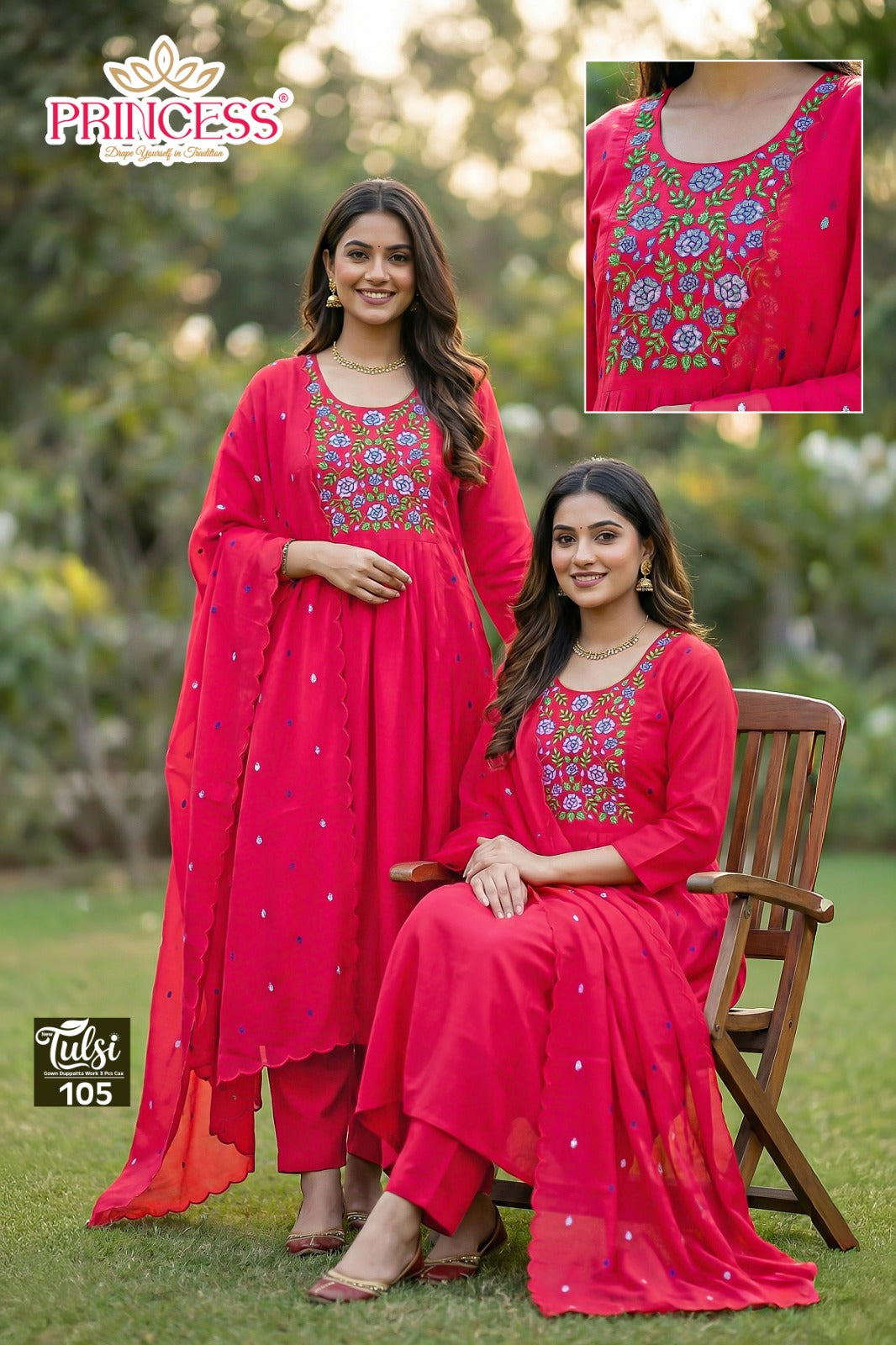 Tulsi Princess Creation Chanderi Readymade Anarkali Suits Exporter India