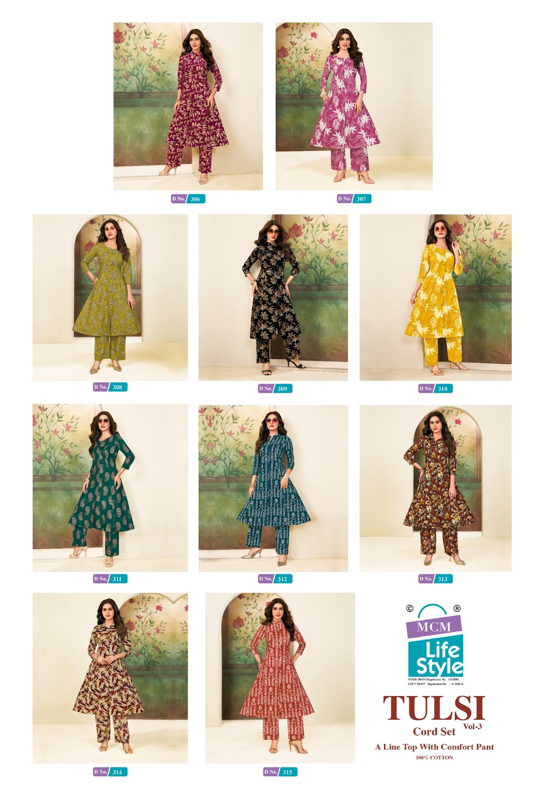 Tulsi Vol 3 Princess Cut Mcm Lifestyle Pure Cotton Co Ord Set Supplier Gujarat