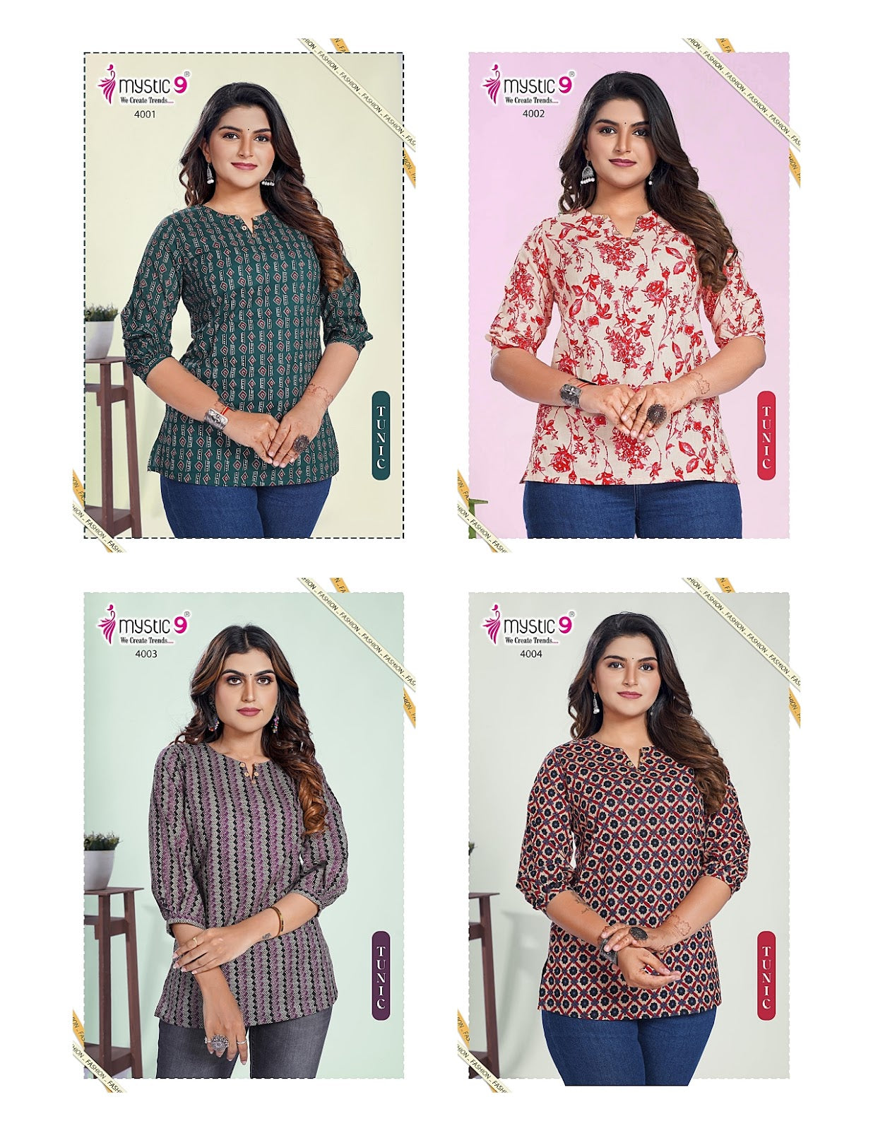 Tunic 04 Mystic 9 Cotton Cambric Stylish Short Tops Wholesaler Gujarat
