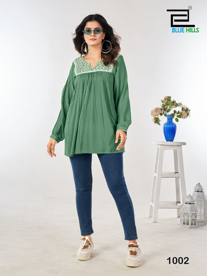 Tunic Nx Bluehills Heavy Rayon Stylish Tops Wholesale Price