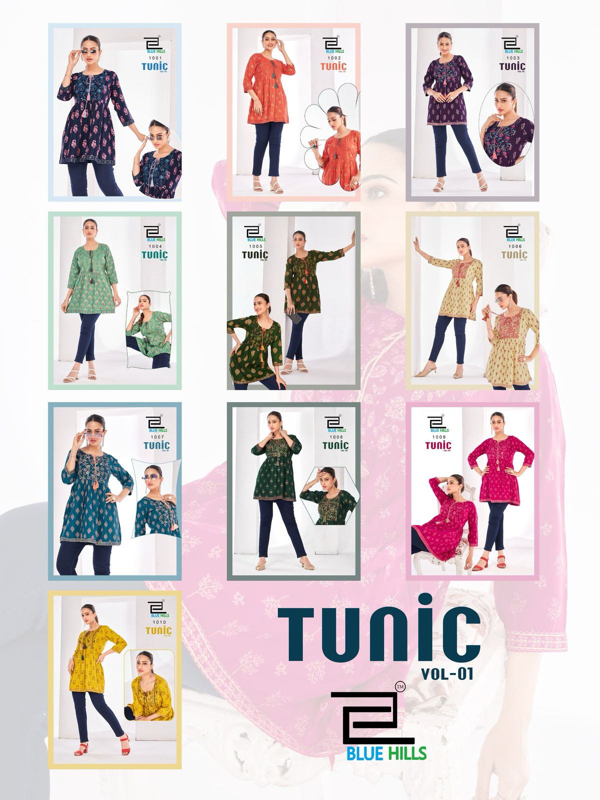 Tunic Vol 1 Blue Hills Rayon Designer Long Top Manufacturer Gujarat