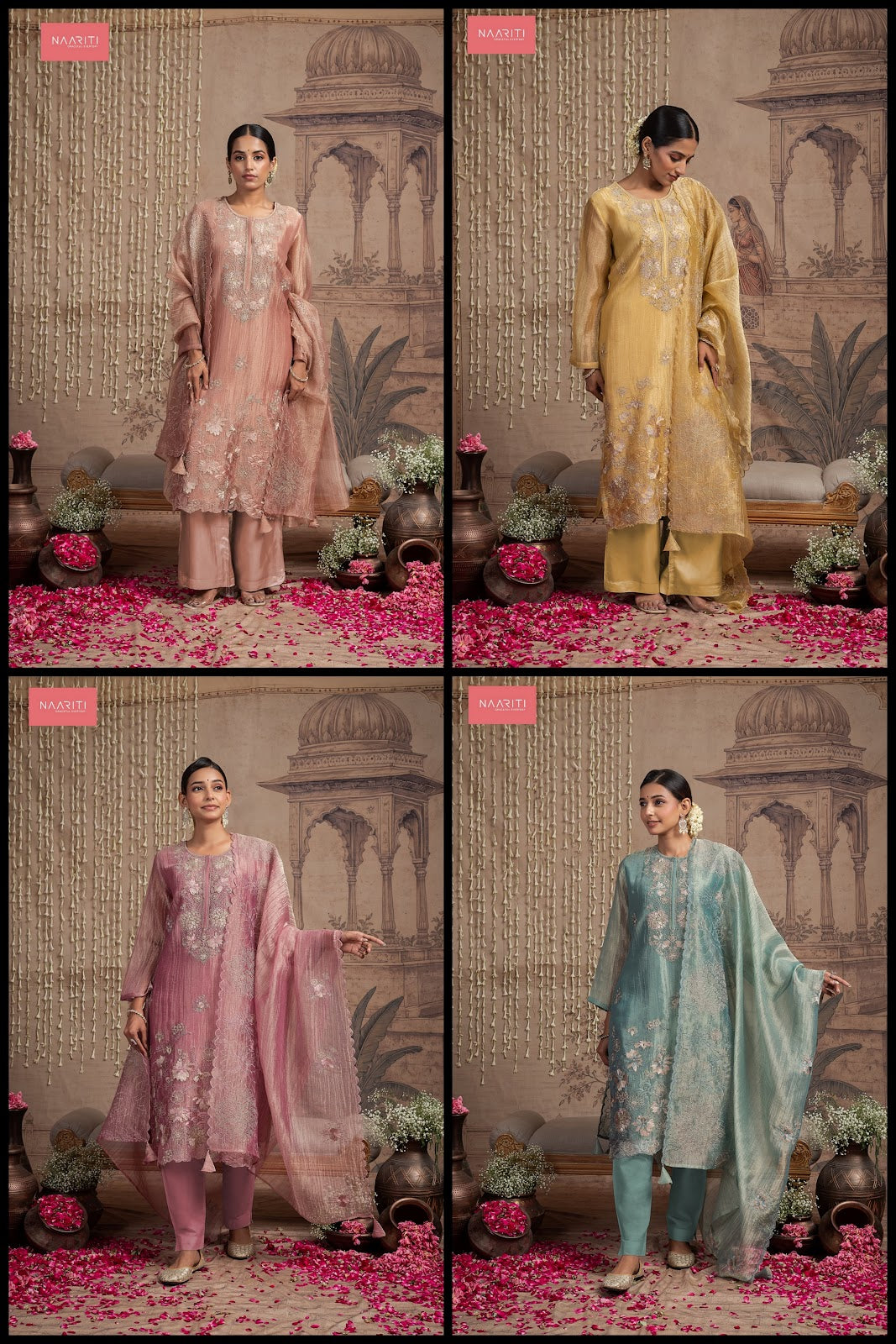 Tunim Naariti Tissue Silk Pant Style Suits Wholesaler Ahmedabad