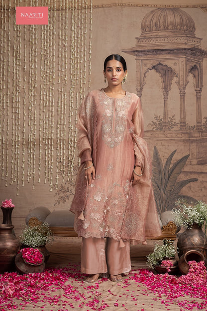 Tunim Naariti Tissue Silk Pant Style Suits Wholesaler Ahmedabad