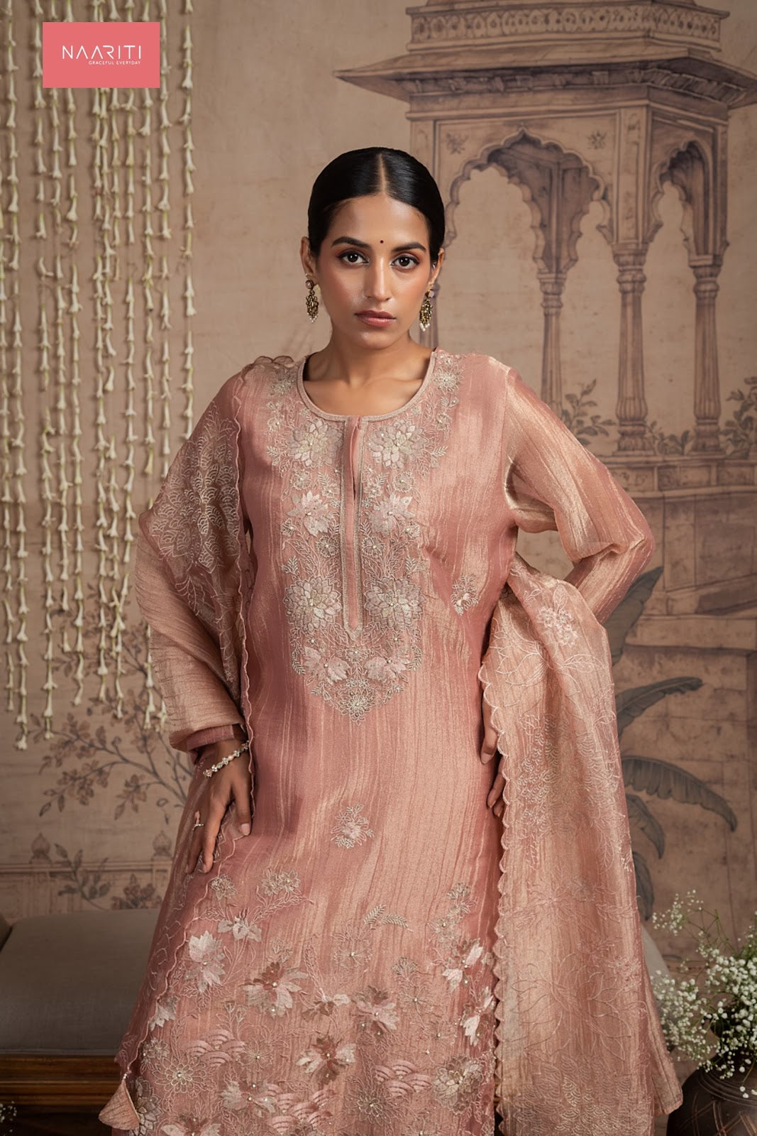 Tunim Naariti Tissue Silk Pant Style Suits Wholesaler Ahmedabad