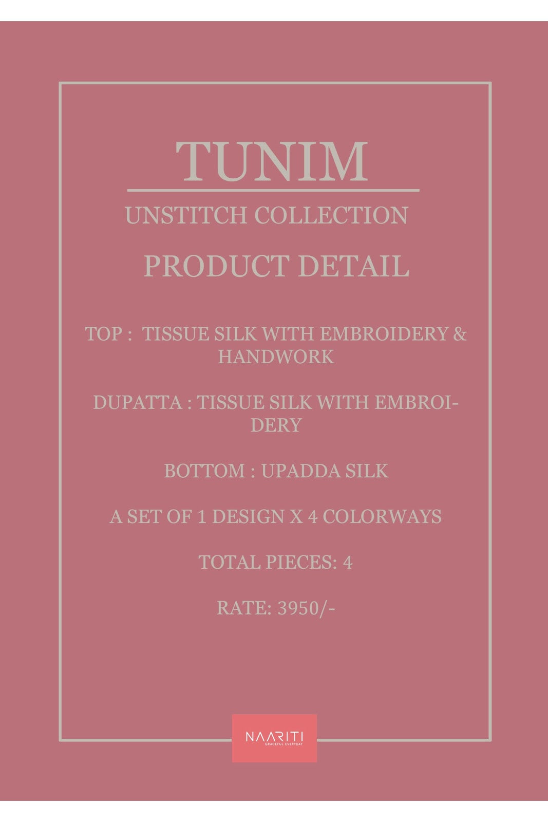 Tunim Naariti Tissue Silk Pant Style Suits Wholesaler Ahmedabad