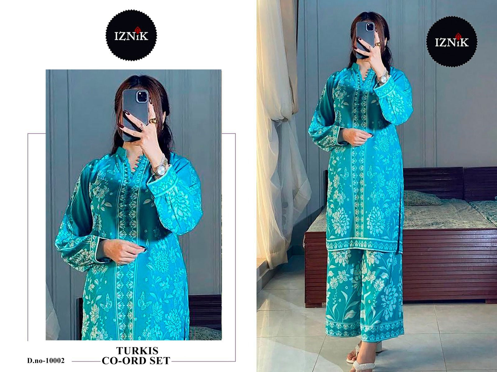 Turkis Karachi Iznik Lawn Co Ord Set Wholesaler India