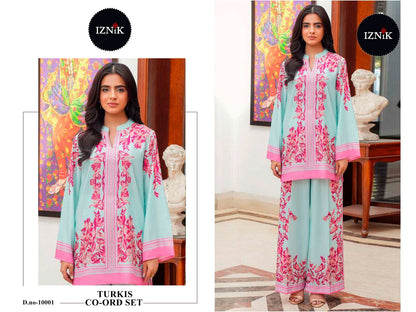Turkis Karachi Iznik Lawn Co Ord Set Wholesaler India