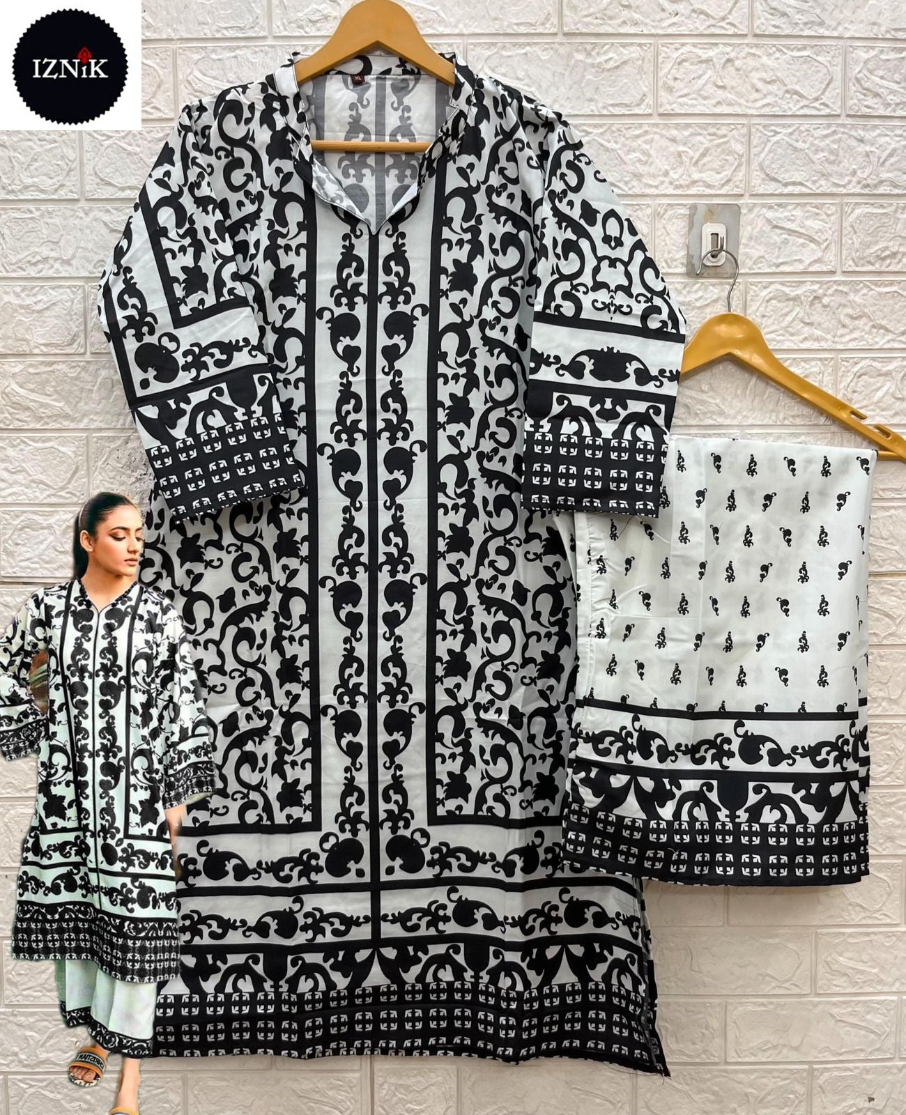 Turkis Karachi Iznik Lawn Co Ord Set Wholesaler India