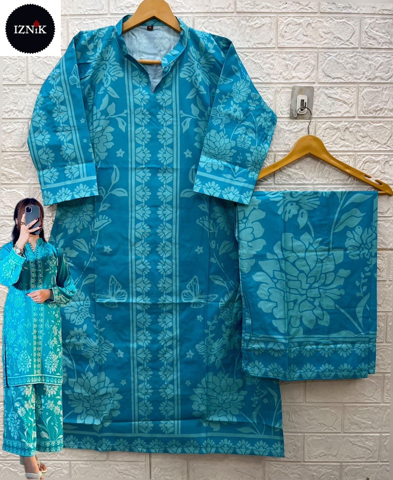 Turkis Karachi Iznik Lawn Co Ord Set Wholesaler India