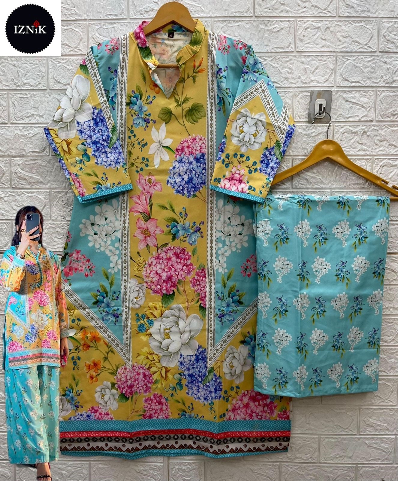 Turkis Karachi Iznik Lawn Co Ord Set Wholesaler India