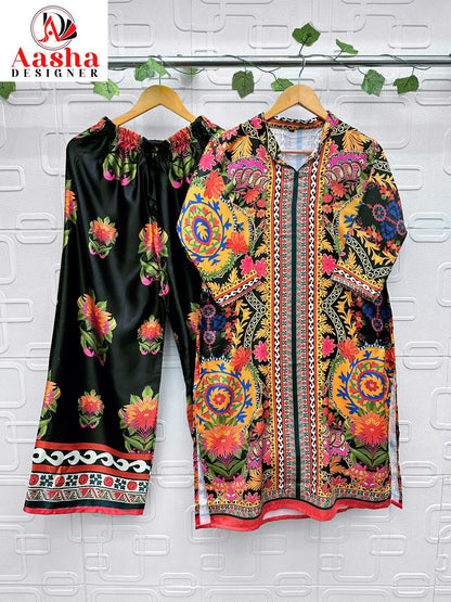 Turkis Vol 2 Karachi Aasha Designer Satin Co Ord Set Wholesaler India